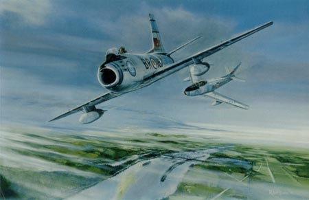 15. F/O Syd Burrows - Blinded at 400 knots September 13, 1954. Painting by Robert Bailey.