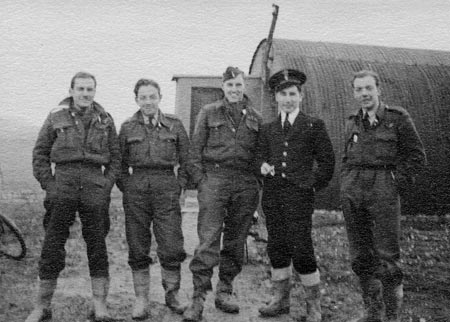 3. Louth, England - 1943 Lots of Mud. L-R: Al Normandin, Bill Broadmore, Jack Owen, Gordon Dark (RCNVR), Percy Simkin